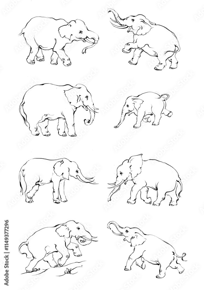 Elephant sketch hand drawn in doodle style Vector illustration Wild animals
Elephant sketch hand drawn in doodle style Vector illustration Wild animals