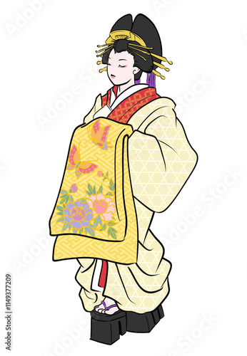 江戸、吉原の花魁のイラスト