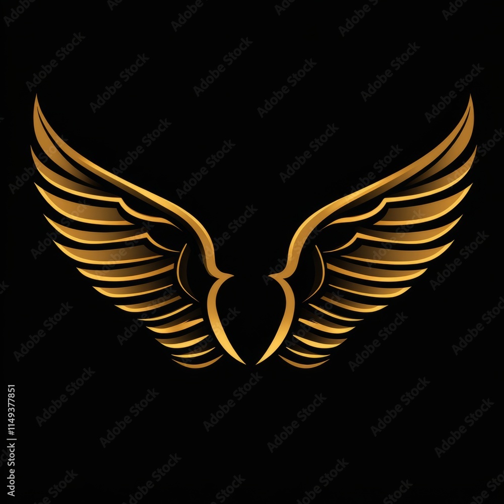 Fototapeta premium Golden Wings Emblem Majestic and Powerful Symbol of Flight