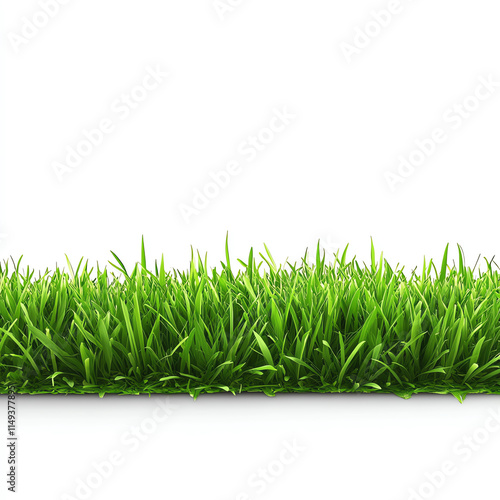 Fresh green grass on a white background, ideal for nature-themed projects. photo