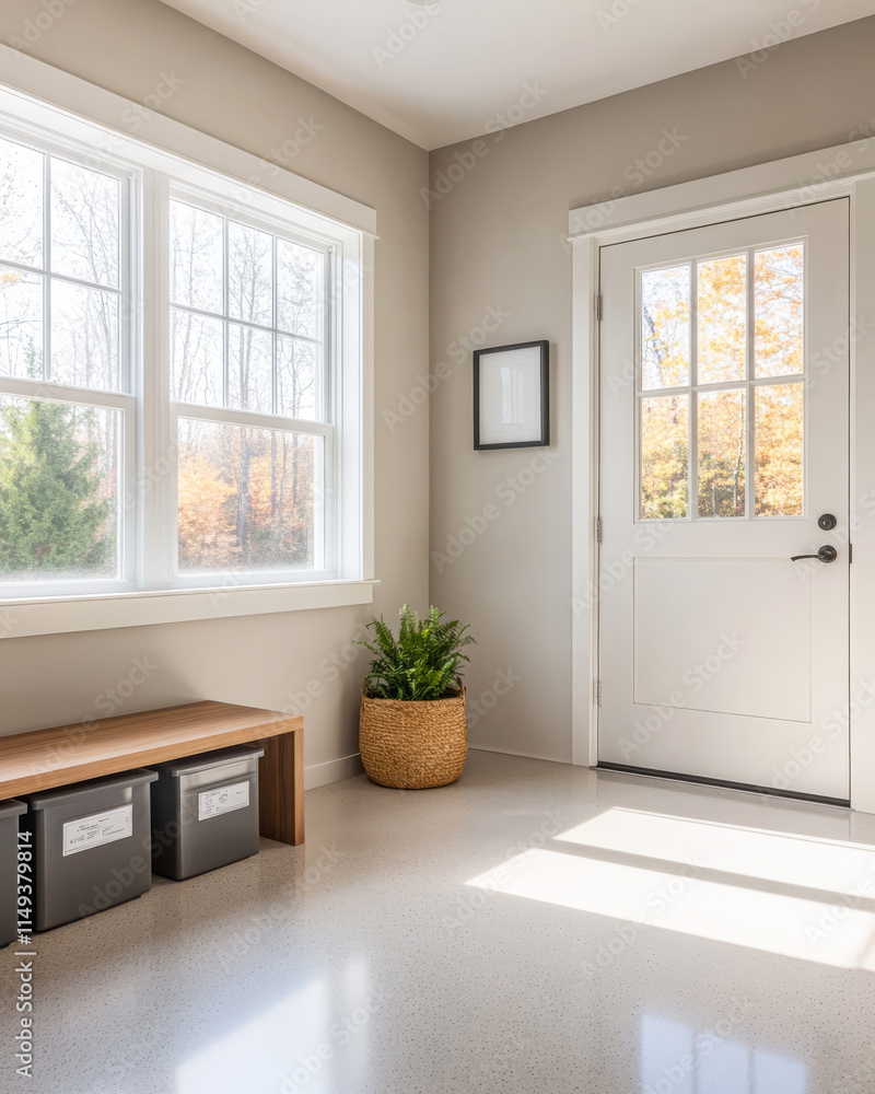Fototapeta premium Bright and airy entryway with natural light and modern decor