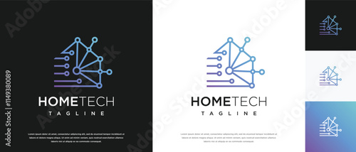 Home technology logo design. Home technology connection logo template. Technology logo symbol icon