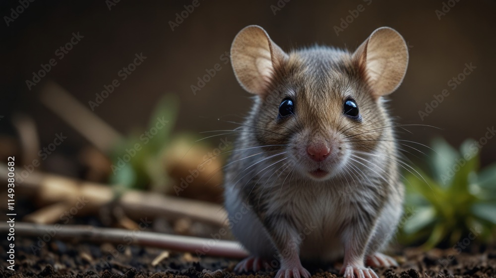 Close-up of a cute house mouse. Close-up of a cute house mouse.