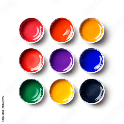 Free Download Vibrant paint colors in circular containers for creative projects and design inspiration. - GFXLoad
