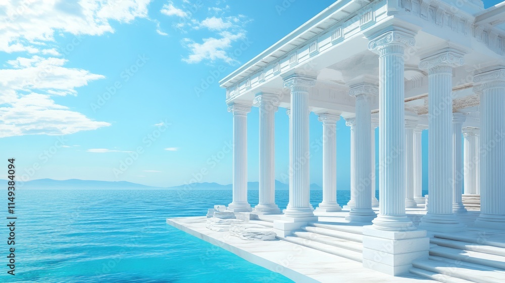 Serene Grecian Temple by the Azure Sea: A Vision of Tranquility Serene Grecian Temple by the Azure Sea: A Vision of Tranquility