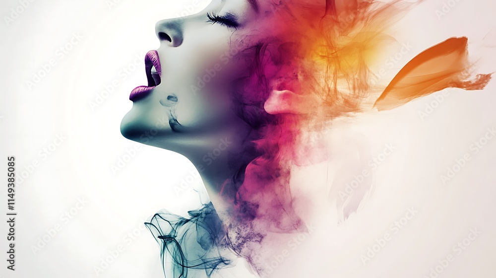 Fototapeta premium Abstract Artistic Portrait Woman with Colorful Smoke Effect