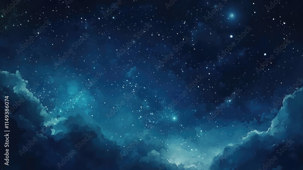 Fototapeta premium summer night sky watercolor background