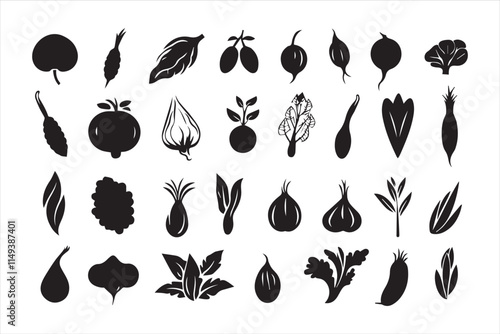 Hand drawn vector drawing Herbs and spices icon set Black and White sketch transparent background