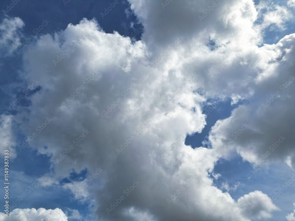 High Angle Gorgeous Unique and Dramatic Winter Sky and Clouds over City of England Great Britain. Aerial Footage Was Captured with drone's Camera from High Altitude