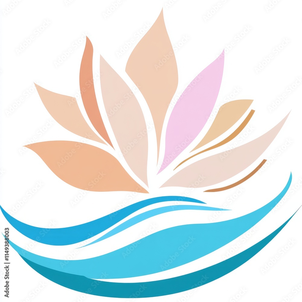 Fototapeta premium Serene Lotus Blossom Over Tranquil Waters Logo Design