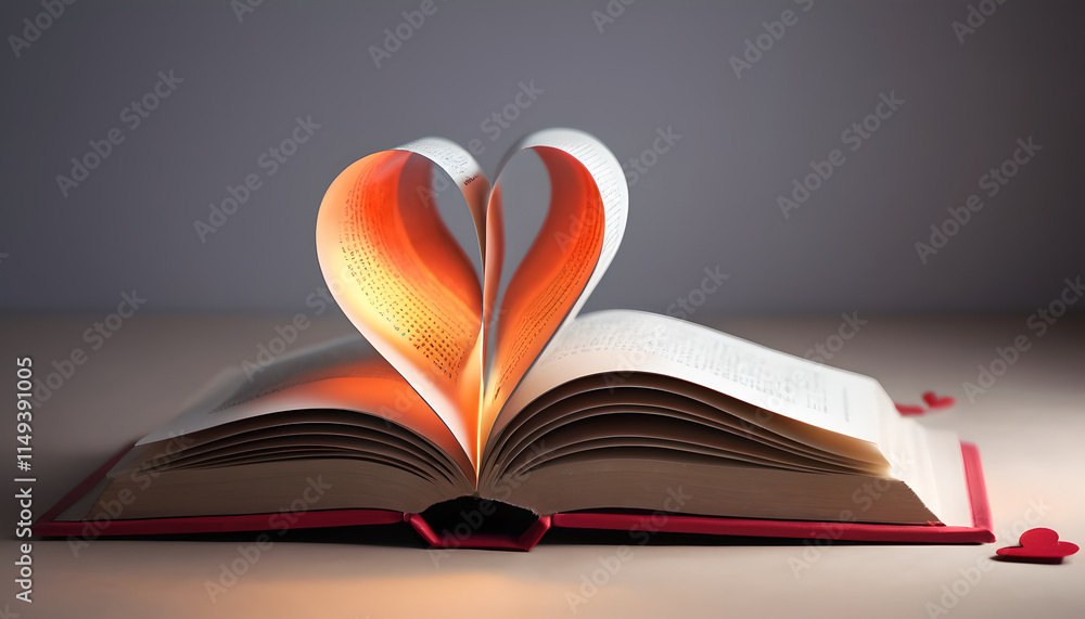 Heart Shaped Book Pages, Love, Romance - Abstract concepts Heart Shaped Book Pages, Love, Romance - Abstract concepts