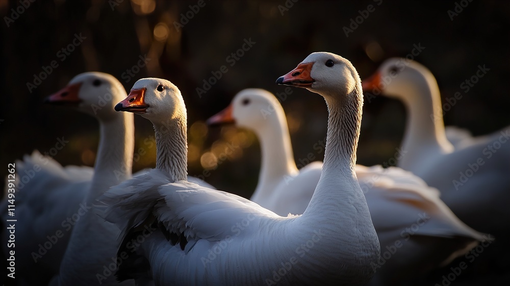 Majestic Geese in Golden Hour Light Majestic Geese in Golden Hour Light
