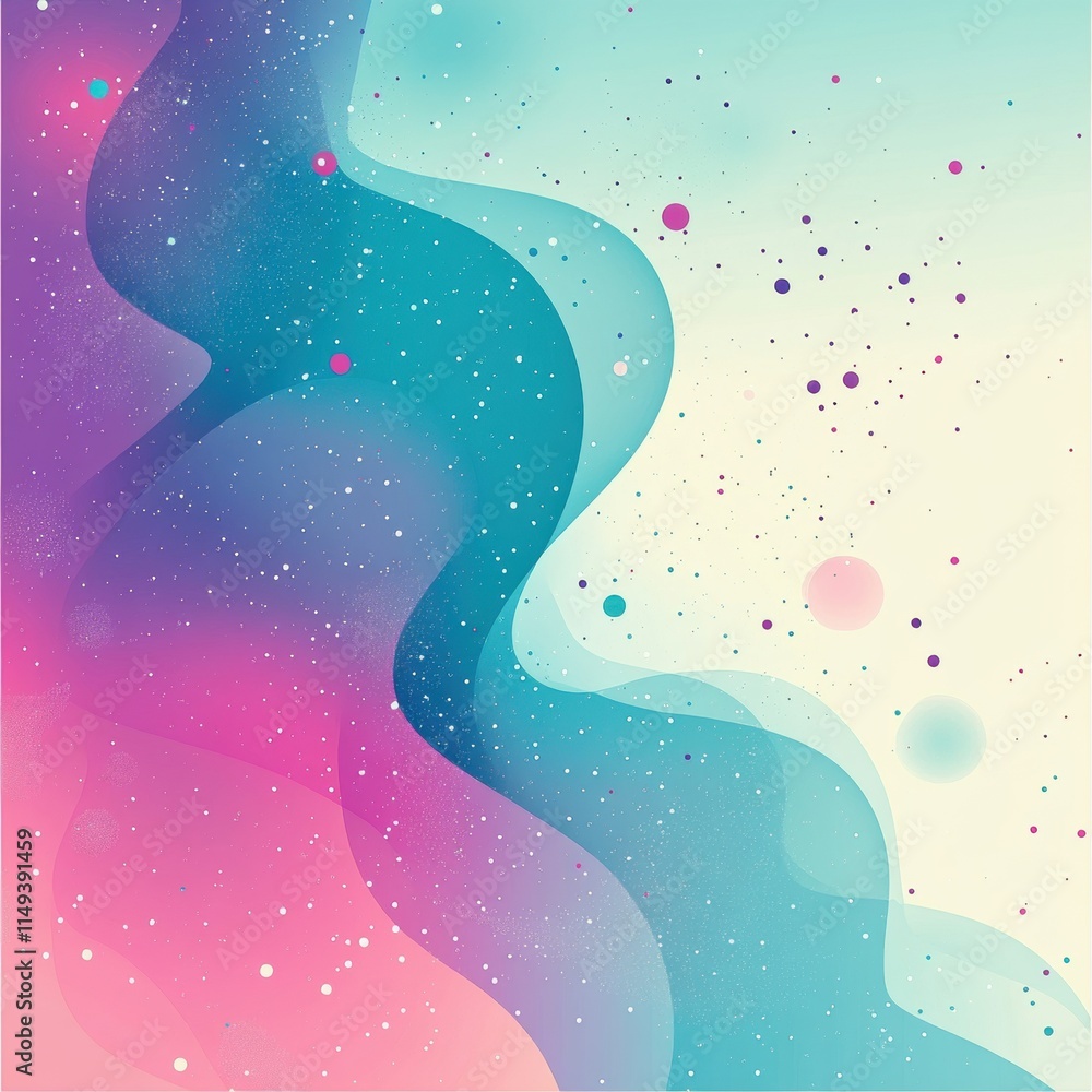 Fototapeta premium Colorful, abstract background with a blue wave and pink and purple swirls