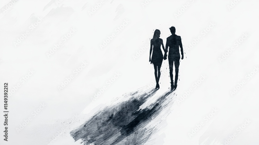 a minimalist sketch of a couple holding hands a minimalist sketch of a couple holding hands