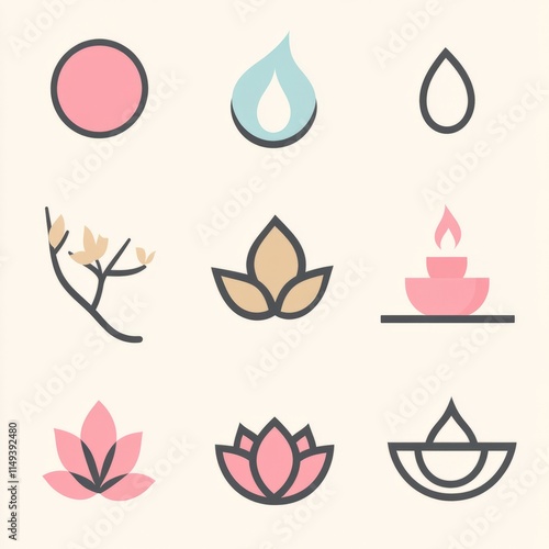 Spa Logo Design Elements Tranquility and Wellness Icons photo