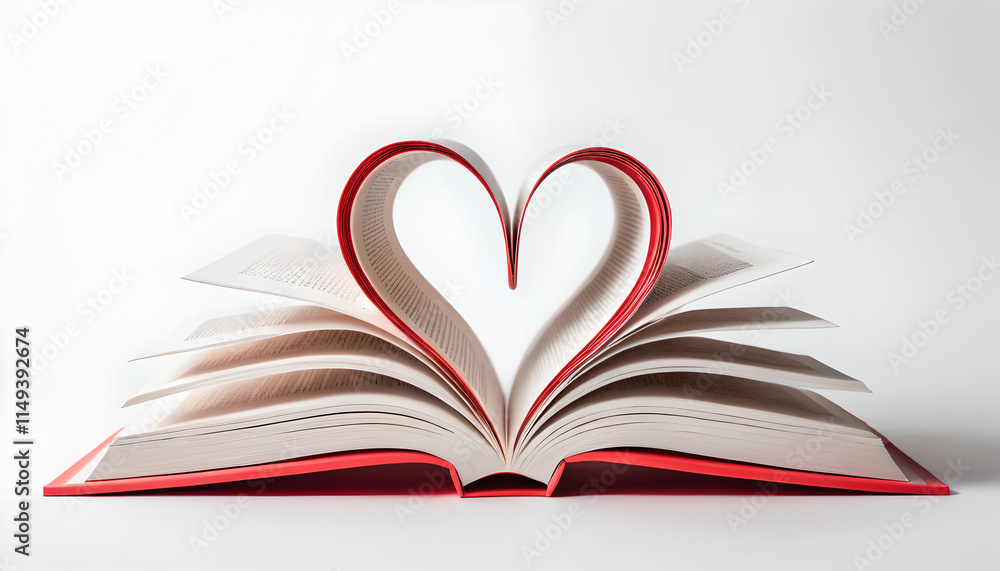 Open Book Heart Shape, Red Cover, Love - Minimalism Open Book Heart Shape, Red Cover, Love - Minimalism