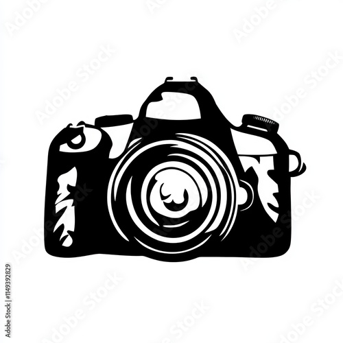 Obraz na płótnie Stylish Black and White DSLR Camera Graphic Design w salonie