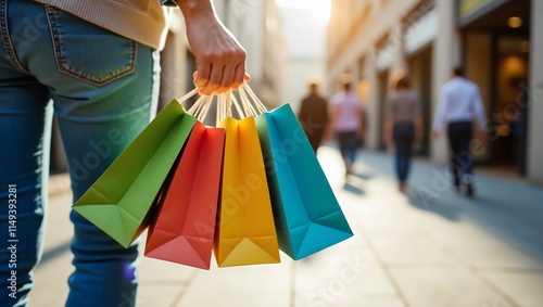 Person Holding Bags, Happy Shopper, Shopping Day Out, Retail Therapy