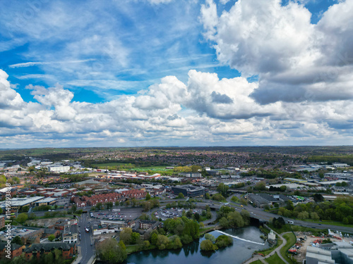 An Aerial View of Downtown and Central Derby City Centre of Midlands England, Great Britain photo