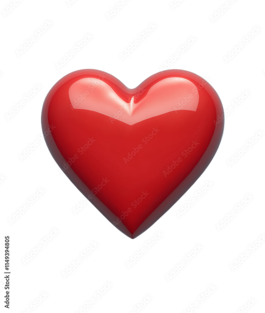 A glossy red heart-shaped object with a smooth surface, isolated on a white background. Perfect as a symbol of love, romance, and affection for Valentine's Day, weddings, and romantic designs. A glossy red heart-shaped object with a smooth surface, isolated on a white background. Perfect as a symbol of love, romance, and affection for Valentine's Day, weddings, and romantic designs.