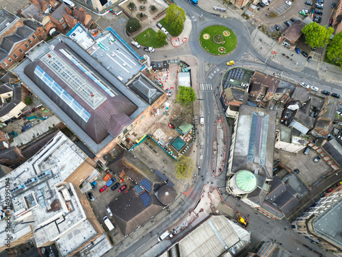 An Aerial View of Downtown and Central Derby City Centre of Midlands England, Great Britain photo