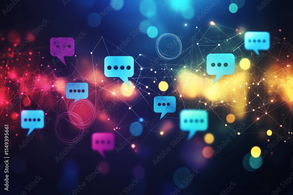 Digital communication concept with speech bubbles background Digital communication concept with speech bubbles background
