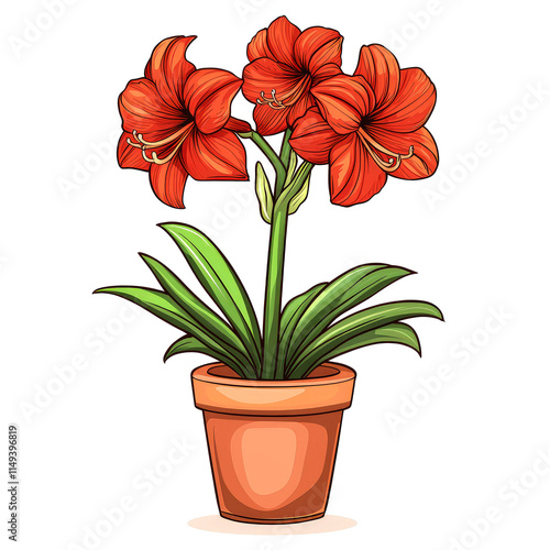 Wallpaper Mural Potted red amaryllis flowers. Torontodigital.ca