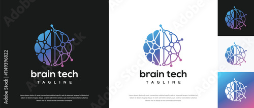 Smart brain technology logo design. Technology human brain logo template. Technology logo symbol icon