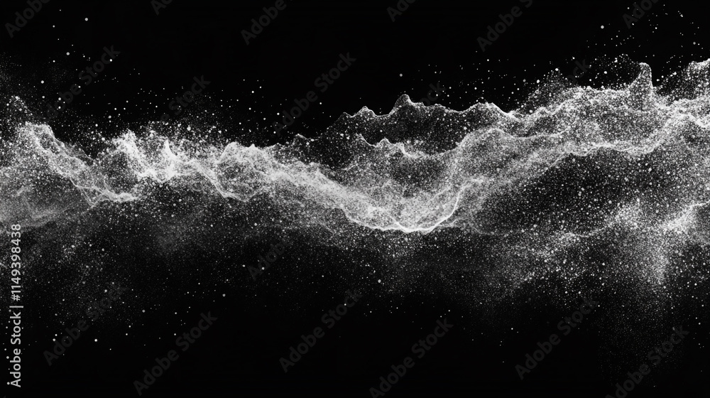 Abstract representation of flowing water and splashes with a dark background showcasing motion and fluidity Abstract representation of flowing water and splashes with a dark background showcasing motion and fluidity