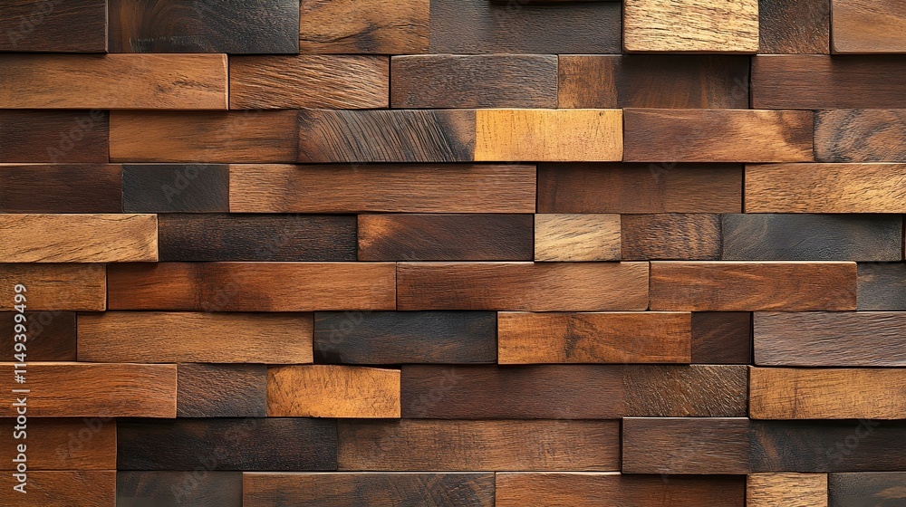 Fototapeta premium Textured Wooden Wall With Stacked Panels
