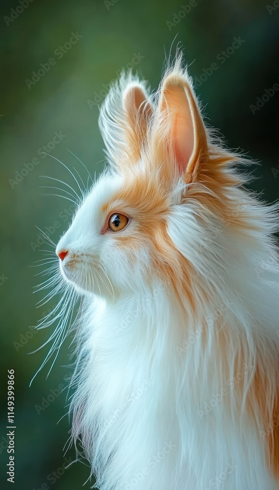 A close-up profile of a fluffy rabbit with striking features and soft fur. A close-up profile of a fluffy rabbit with striking features and soft fur.