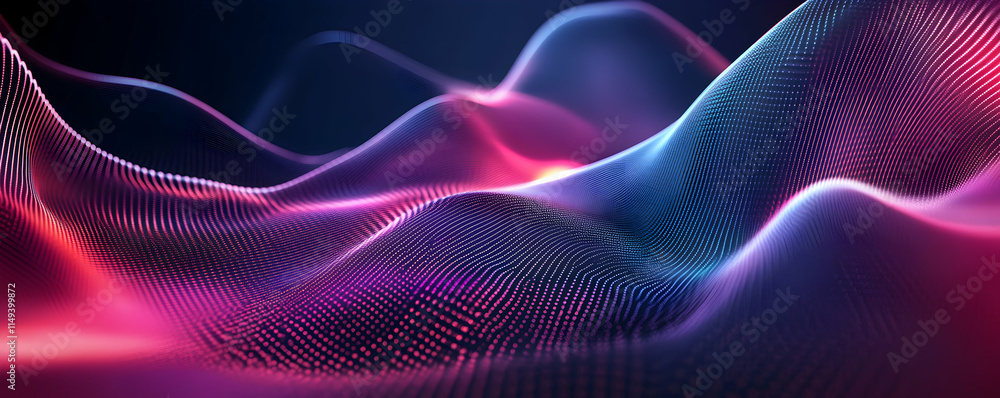 Fototapeta premium Abstract waves of light and color create a dynamic digital landscape.