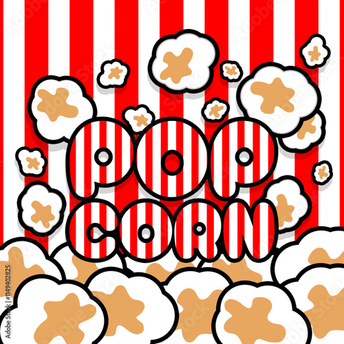 National Popcorn Day to celebrate on January 19th. Popcorn illustration background with bold text. Food event banner.
