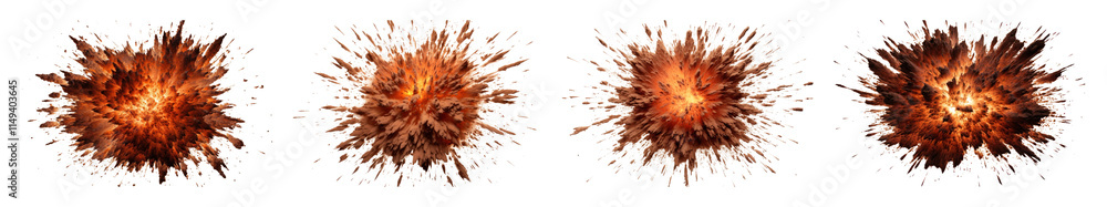 PNG Explosive fiery burst digital art, element set on transparent background PNG Explosive fiery burst digital art, element set on transparent background