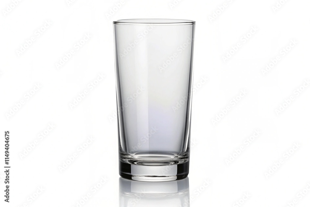 A glass cup is sitting on a white background A glass cup is sitting on a white background