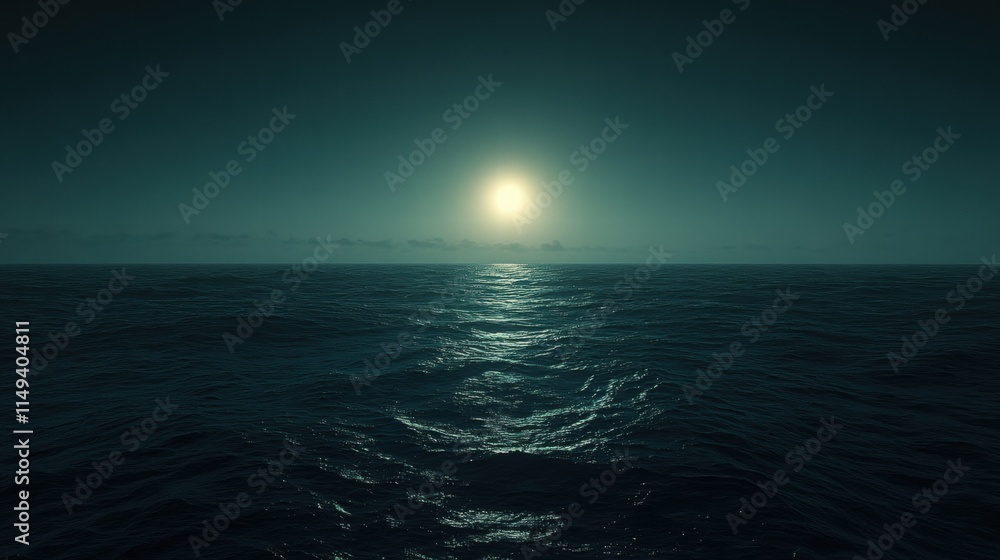 Obraz premium Serene Sunset Over Dark Ocean