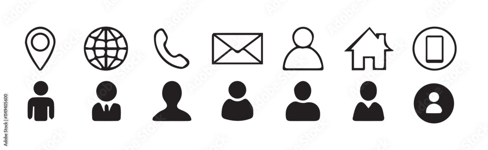 Business icon for company connection set. Name, phone, mobile, place, location, mail, website and message card sign. Website set icon vector. for computer and mobile ect.eps 10
Business icon for company connection set. Name, phone, mobile, place, location, mail, website and message card sign. Website set icon vector. for computer and mobile ect.eps 10