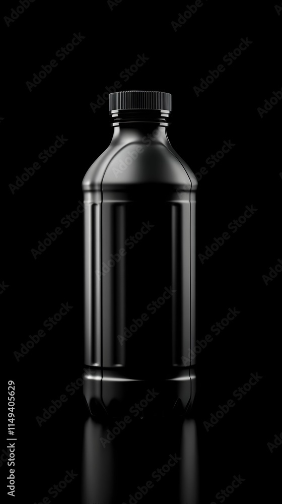 Black Plastic Bottle 3D Render Black Plastic Bottle 3D Render
