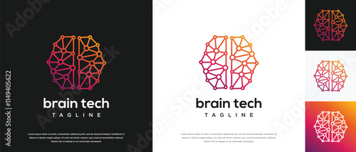 Smart brain technology logo design. Technology human brain logo template. Technology logo symbol icon