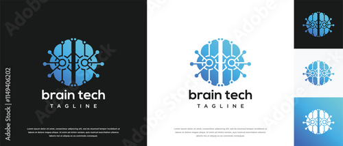 Smart brain technology logo design. Technology human brain logo template. Technology logo symbol icon