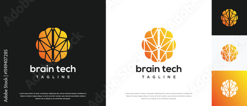 Smart brain technology logo design. Technology human brain logo template. Technology logo symbol icon