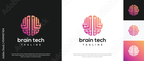 Smart brain technology logo design. Technology human brain logo template. Technology logo symbol icon