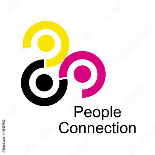 Connect people together icon representing connectivity and unity. Vector emblem featuring interlinked circular shape symbolizes teamwork, collaboration, union, cooperation