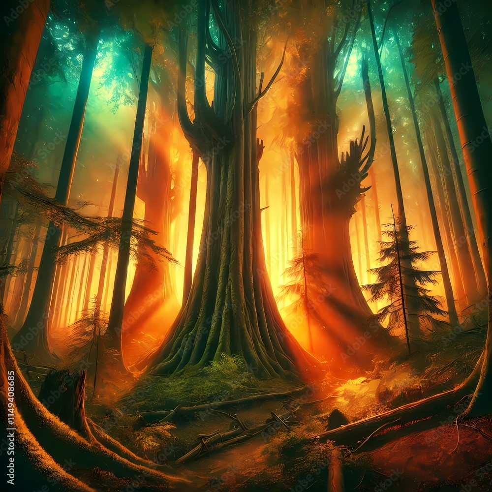 Fototapeta premium sunset in the woods