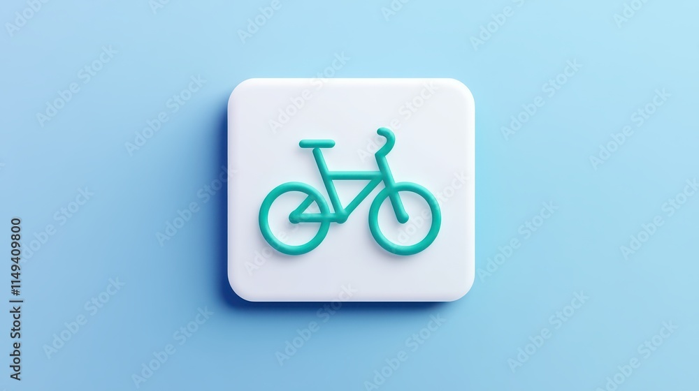 Bike icon on vibrant blue, a minimalist symbol of urban cycling and ecofriendly transportation Bike icon on vibrant blue, a minimalist symbol of urban cycling and ecofriendly transportation