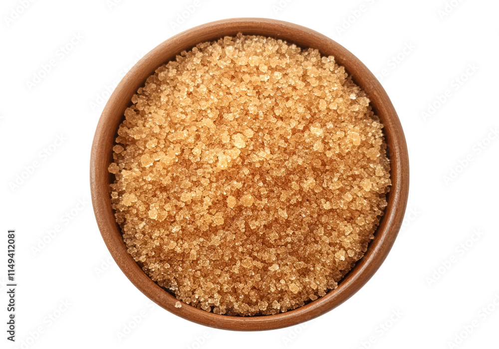 Brown sugar in a bowl .Transparent background .Isolated PNG Brown sugar in a bowl .Transparent background .Isolated PNG