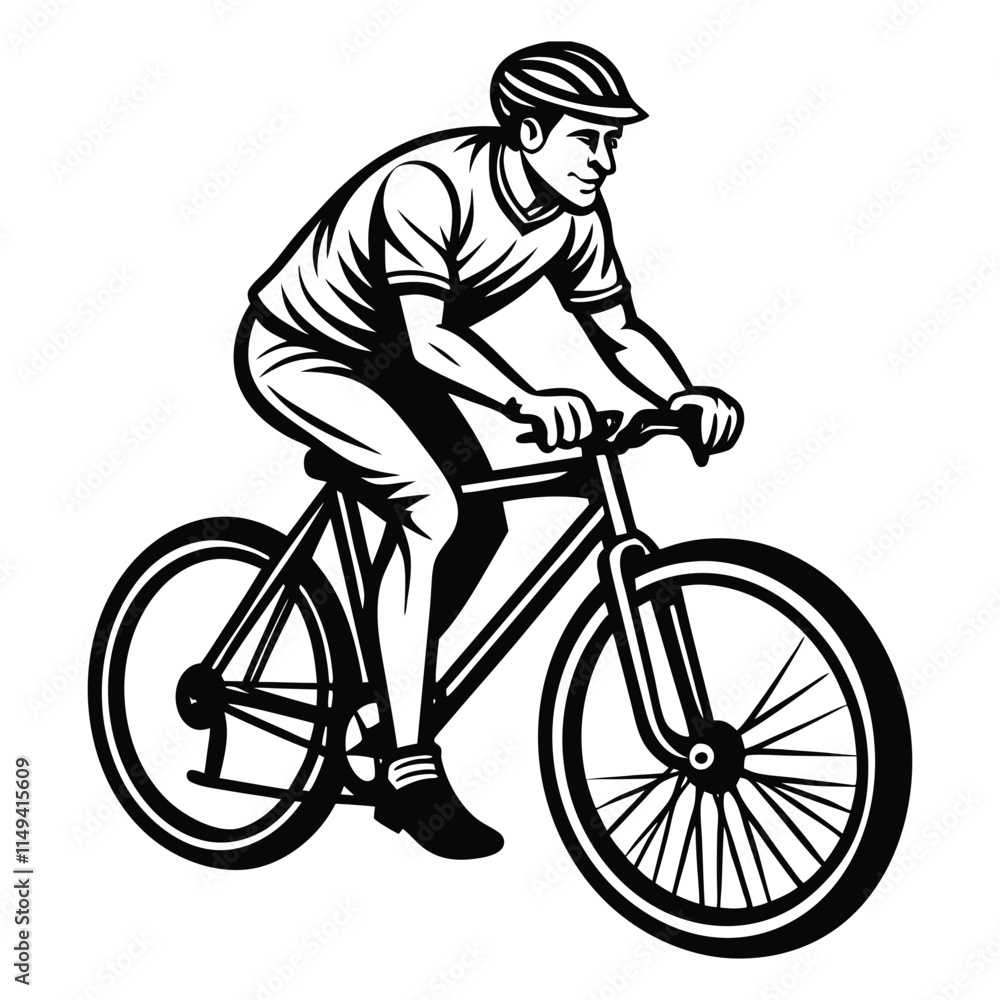 Obraz premium man riding bike illustrations vector graphics