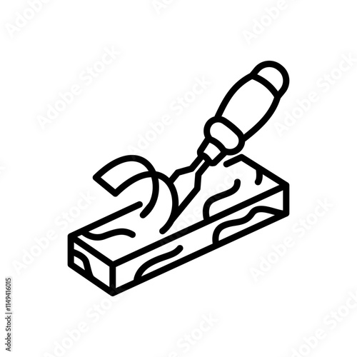 wood carving icon vector, line style icon
