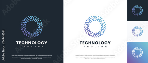 Molecule technology logo design. Technology connection logo template. Technology logo symbol icon