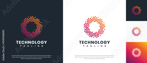 Molecule technology logo design. Technology connection logo template. Technology logo symbol icon